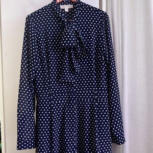 Michael Kors Navy and White Polka Dot Romper